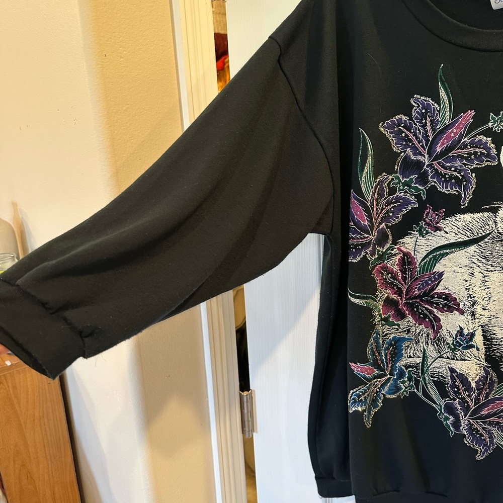 Vintage Saxon cove Glitter Kittens black Sweatshirt No size tag See measurements - Picture 5 of 8